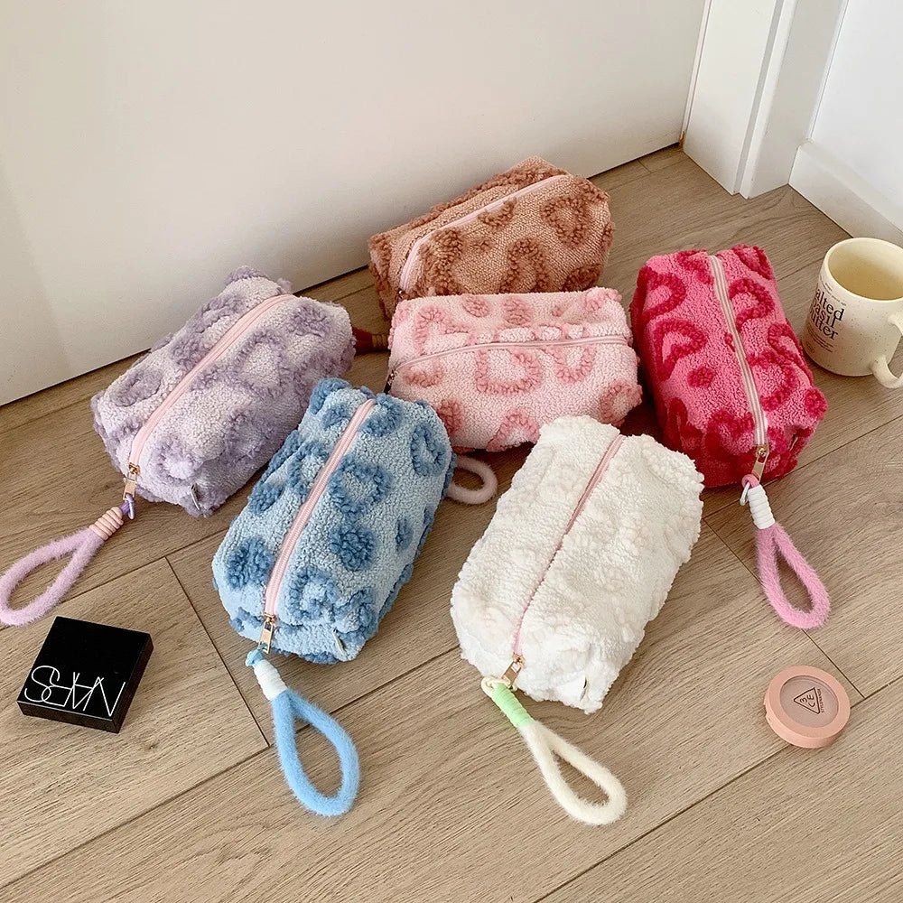 ins wind plush cosmetic bag