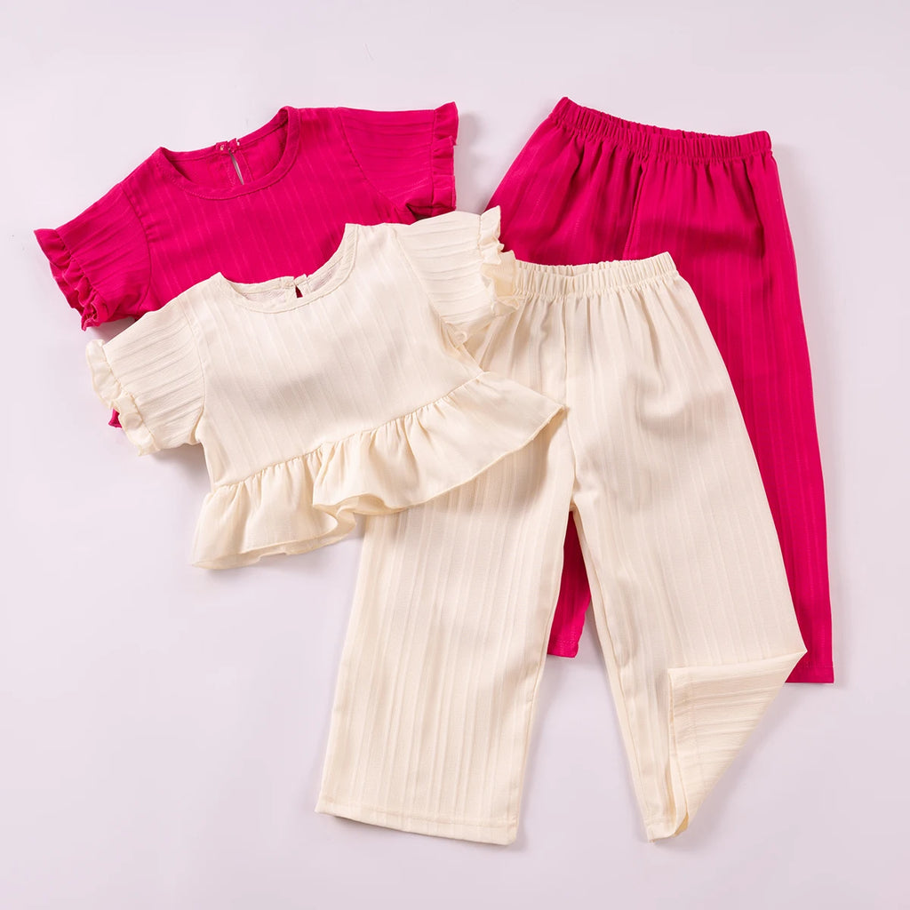 Shorts Sleeves + Wide Leg Pants 2PCS