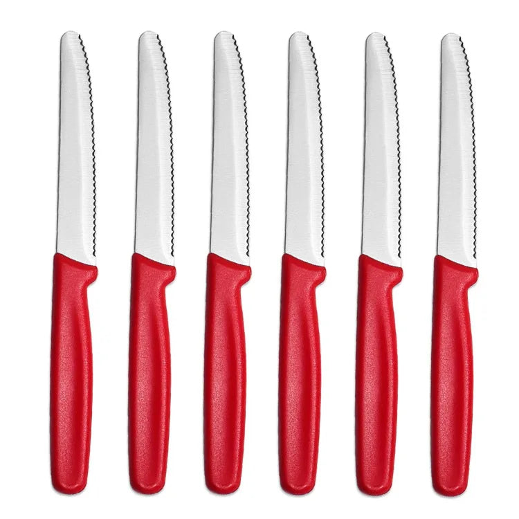 4/6/8 Stainless Steel Serrated Steak knife Round Tip Fruit And Vegetable Paring Knife Kitchen Baking Toast Serrated Bread Knives