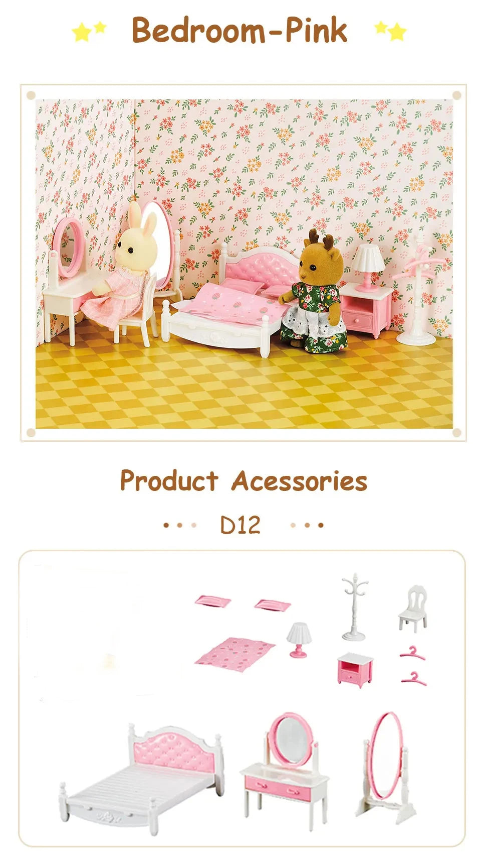 Miniature Furniture Forest Family Kitchen Toy