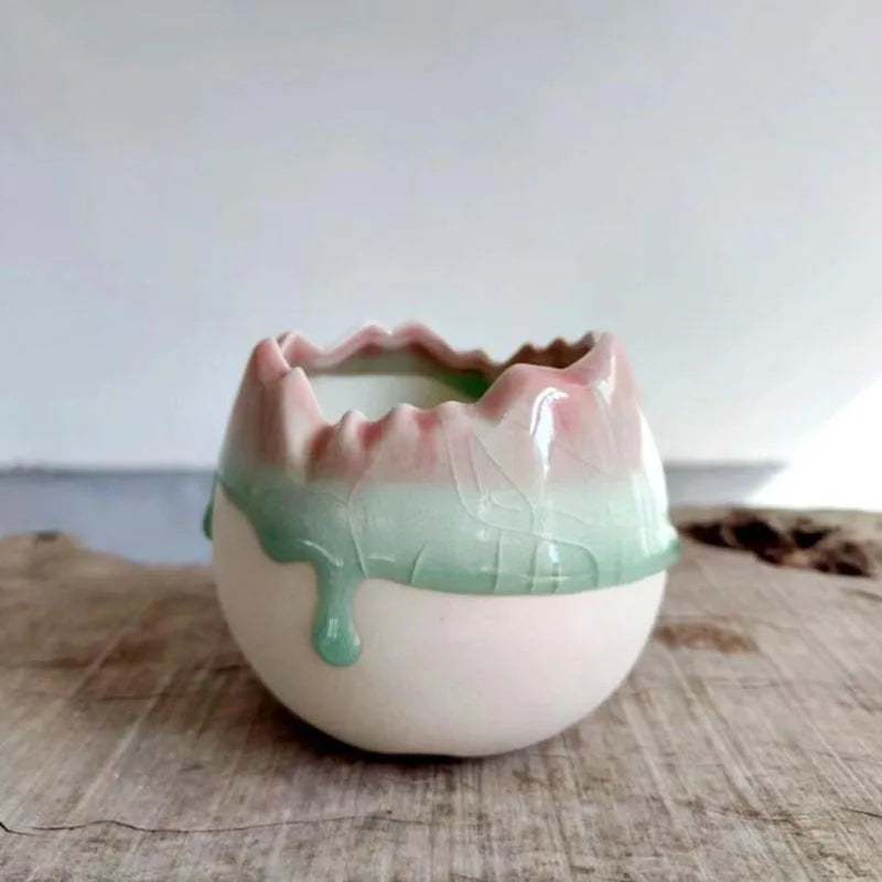 Porcelain Flowing Glazed Plant Pot