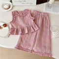 Pink ruffled pyjama set