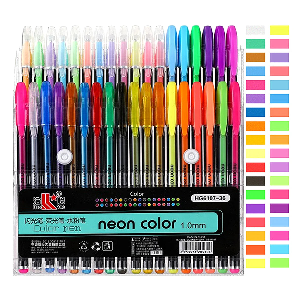 60Pcs Metallic Glitter Colors Gel Pens Set