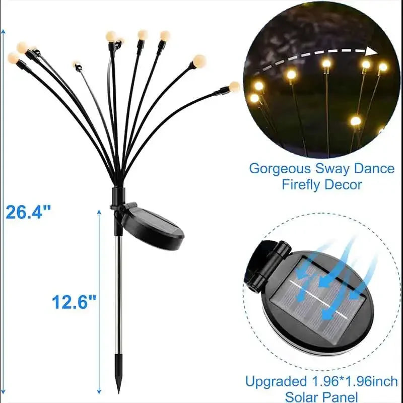 Three Headed Firefly Solar Outdoor Waterproof Firefly Lamp Courtyard Garden Layout Atmosphere Decoration Creative Outdoor Lawn