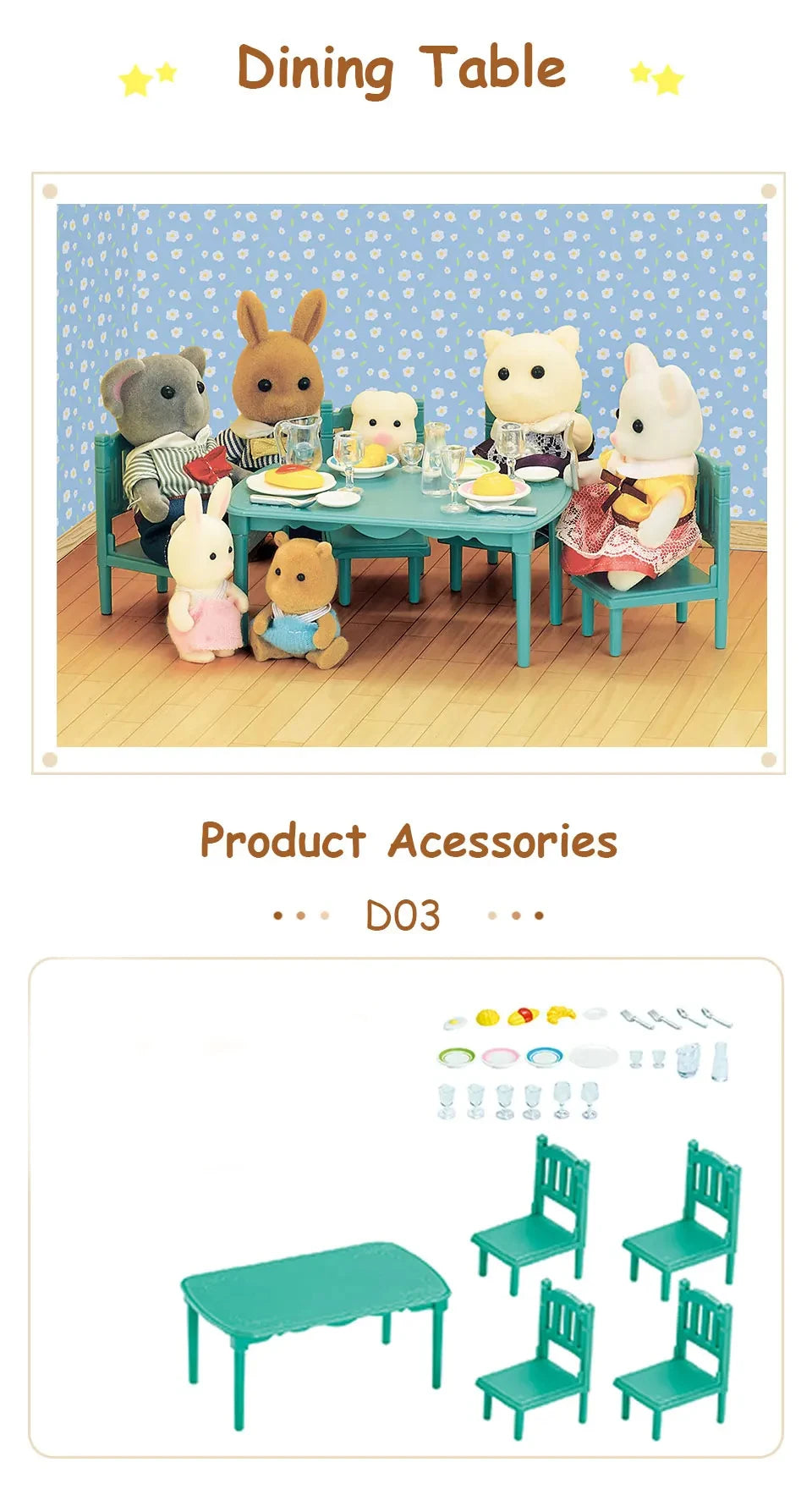 Miniature Furniture Forest Family Kitchen Toy