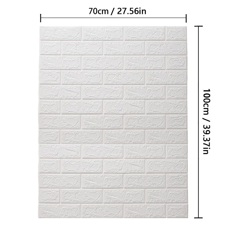 3D Soft Foam Brick Wallpaper Sticker Roll DIY Self Adhesive Living Room Home Kitchen Bathroom Decorative Wall Paper White Blue