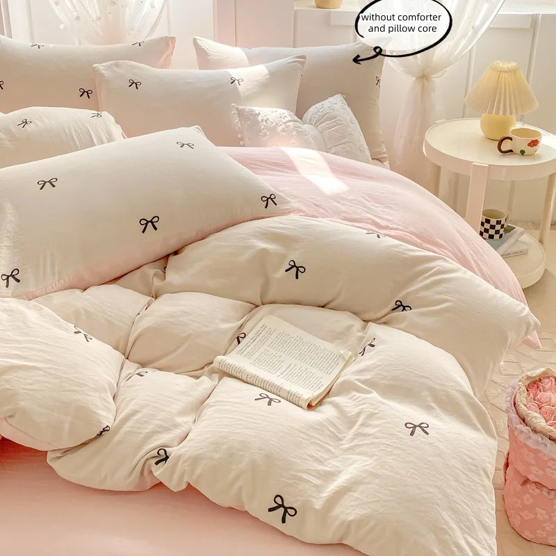 3 Piece Sheet Set  pink bowknot