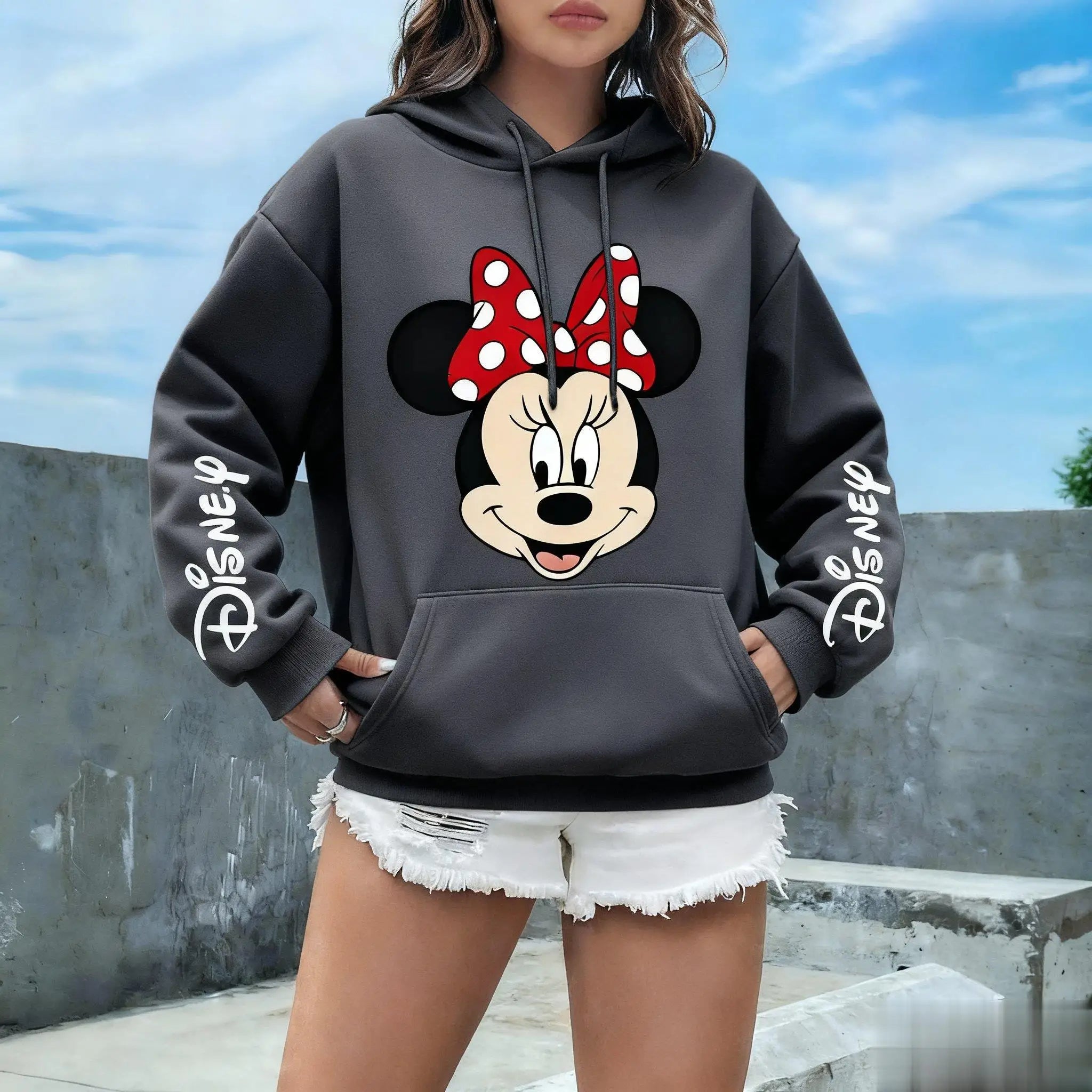 Minnie Mouse Disney Print Hoodie Women Men Oversized Casual Pullover Sweatshirt Streetwear Unisex Spring Autumn New Fashion