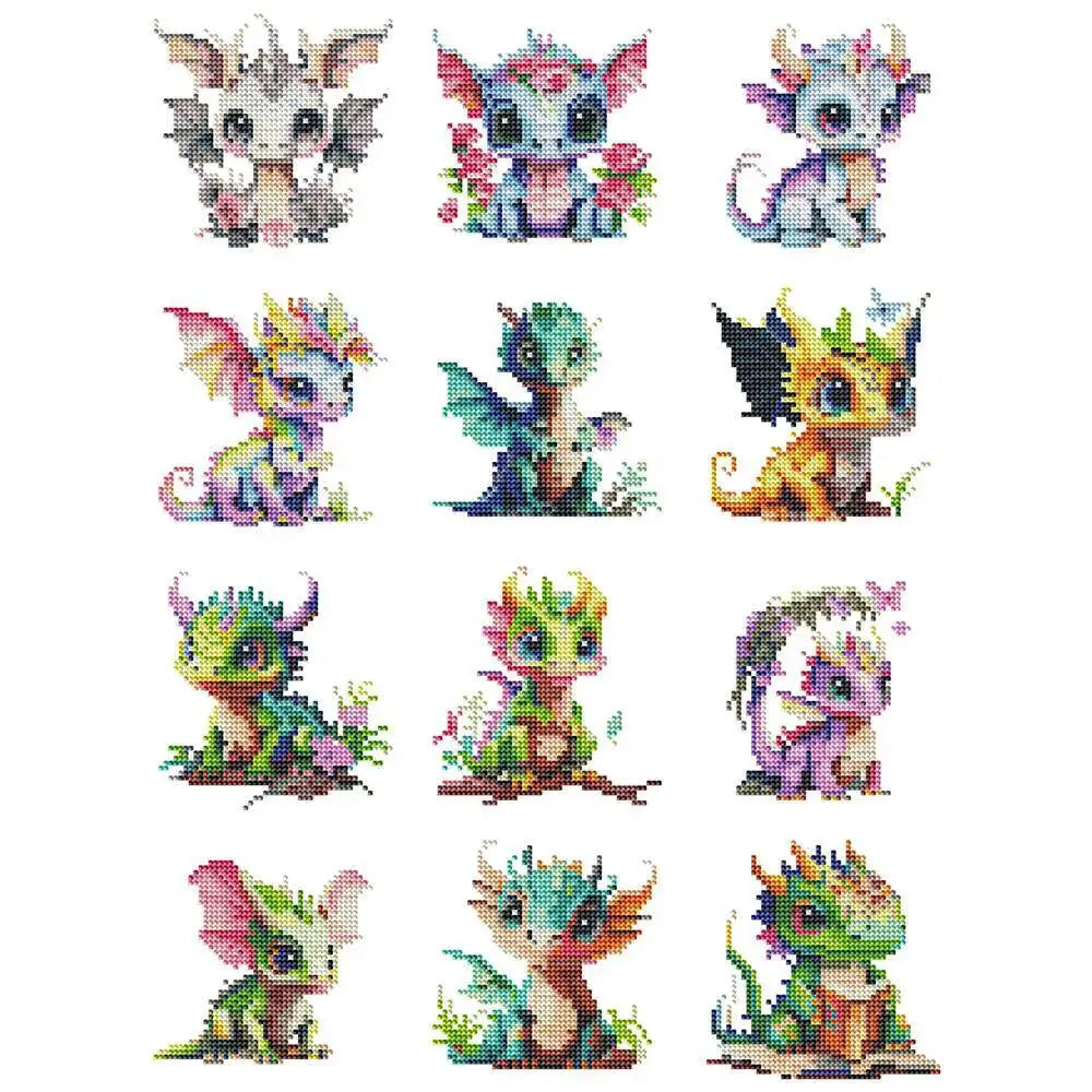 12pcs Dinosaur Diamond Painting