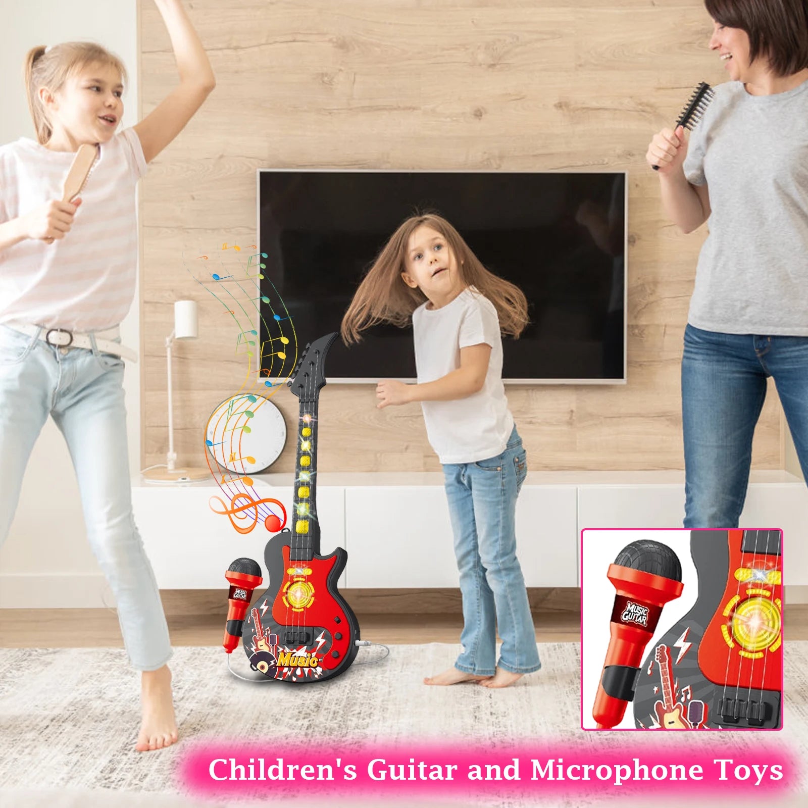 Children'S Guitar And Microphone Toys Guitar