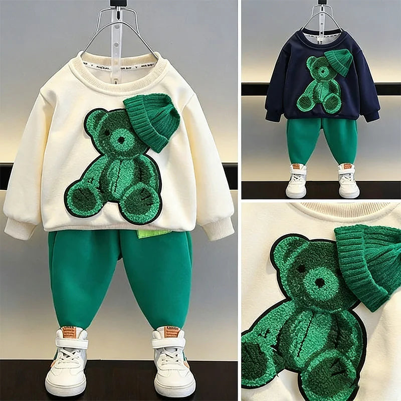 2026 New Kids 2-Piece Outfit Set Cute Sweatshirt + Elastic Waist Pants Casual Tracksuit  Spring Autumn Children Fashion Clothing