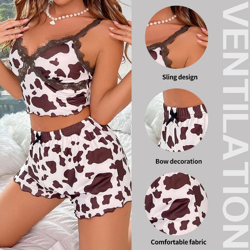 Lace Suspender Pajamas Two-Piece Set