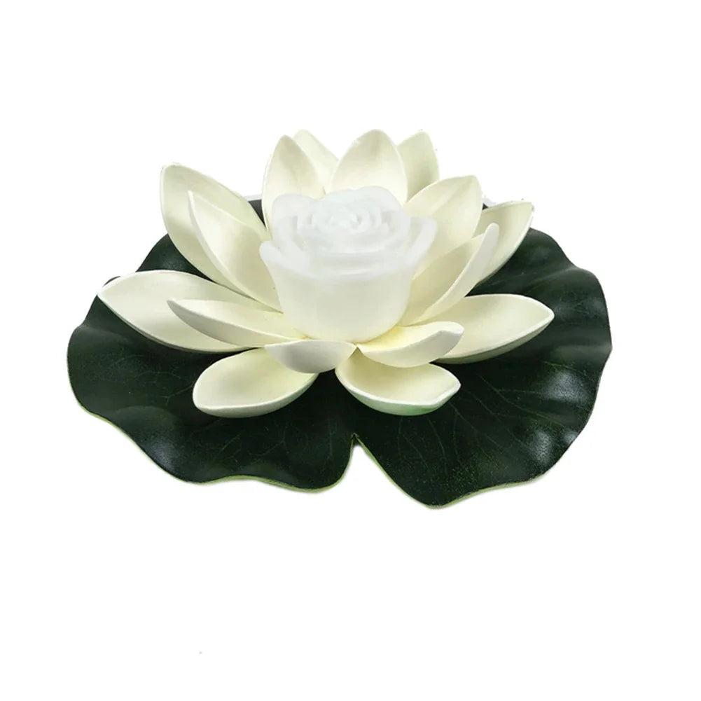 LED Waterproof Floating Lotus Light Battery Operated Artificial Lily Flower Night Lamp Pond Pool Garden Fish Tank Water Decor