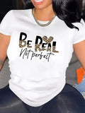 Be Real Not Perfect Women's Tee - Leopard Heart Graphic Black Top