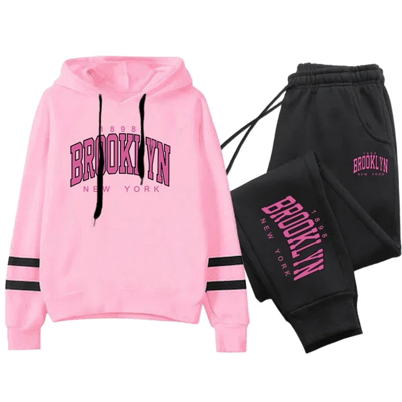 Quality Daily Women Tracksuit Hoodies Casual Single Piece Stripe Sweatshirt and Sweatpants Comfort Outdoor Jogging Autumn Winter