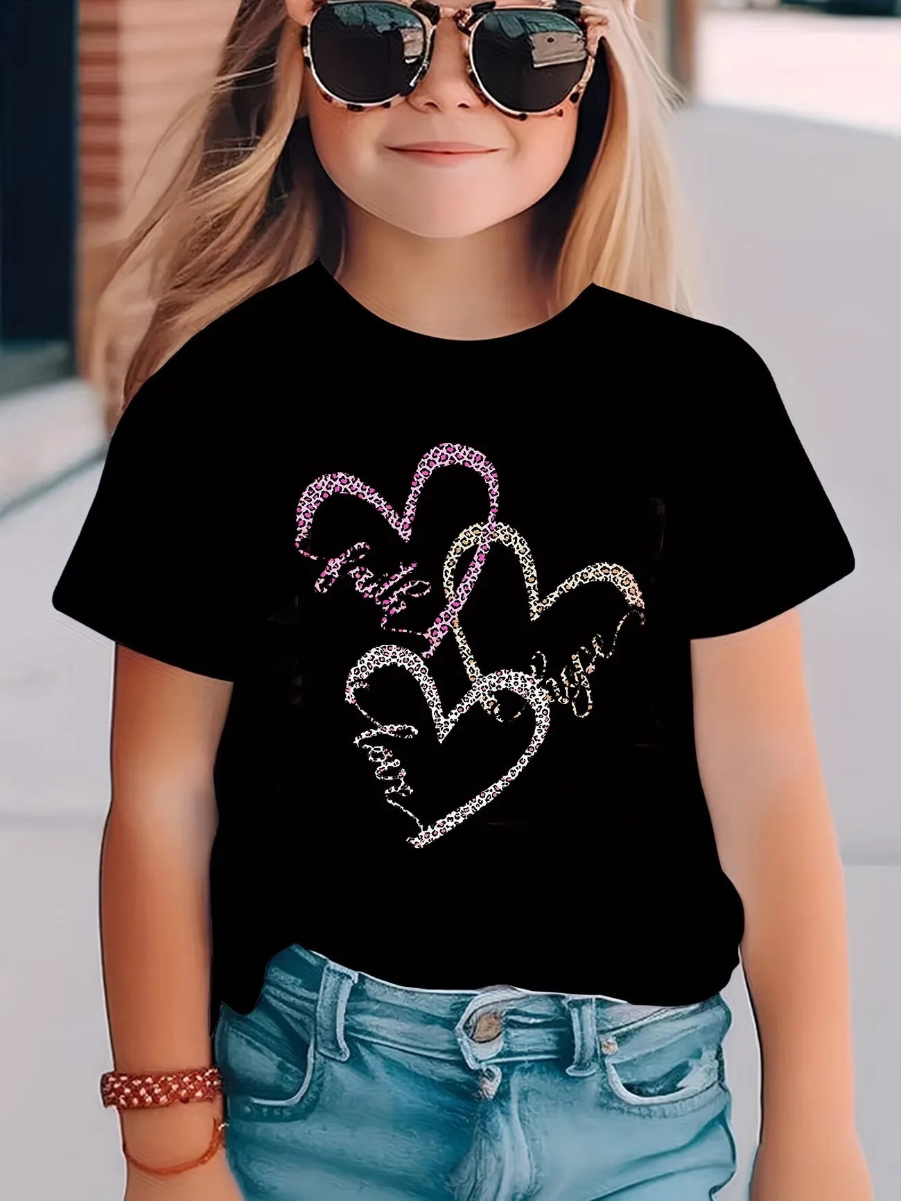 Leopard Print with Love Heart T Shirts