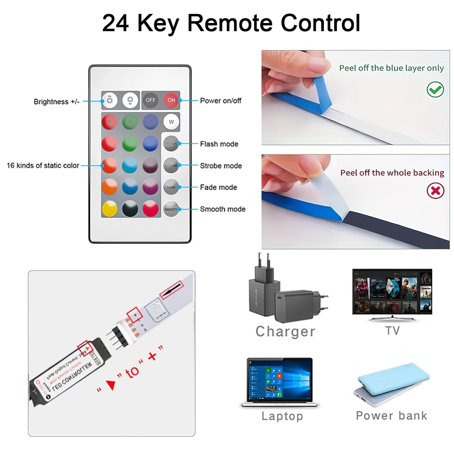 Led Strip Lights with 44 Key Remote Control