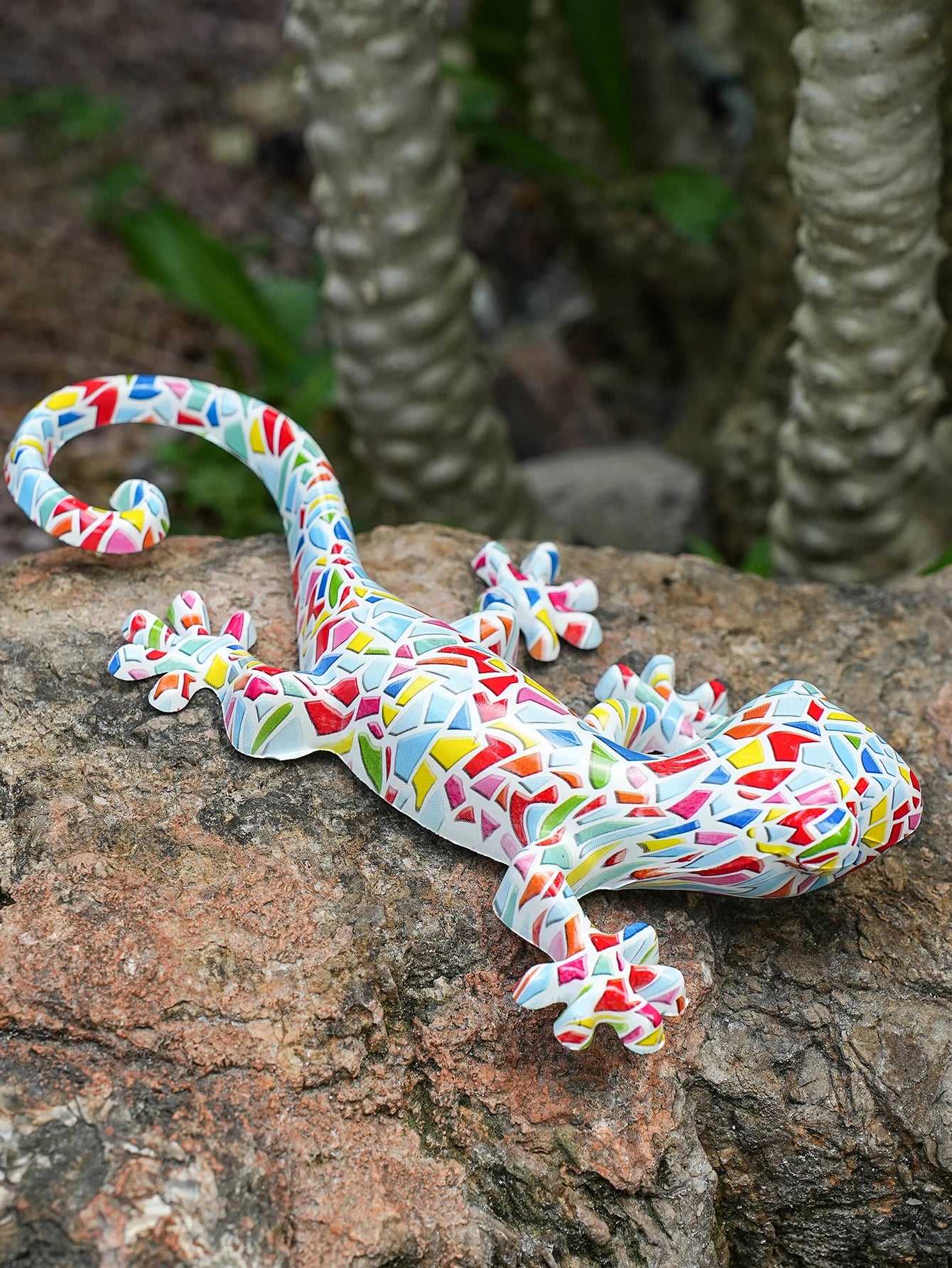 Garden Decor Statue Resin Gecko Wall Art Decor, Water Transfer Figurines Lizard Outdoor Hanging Decorations For Home Decor