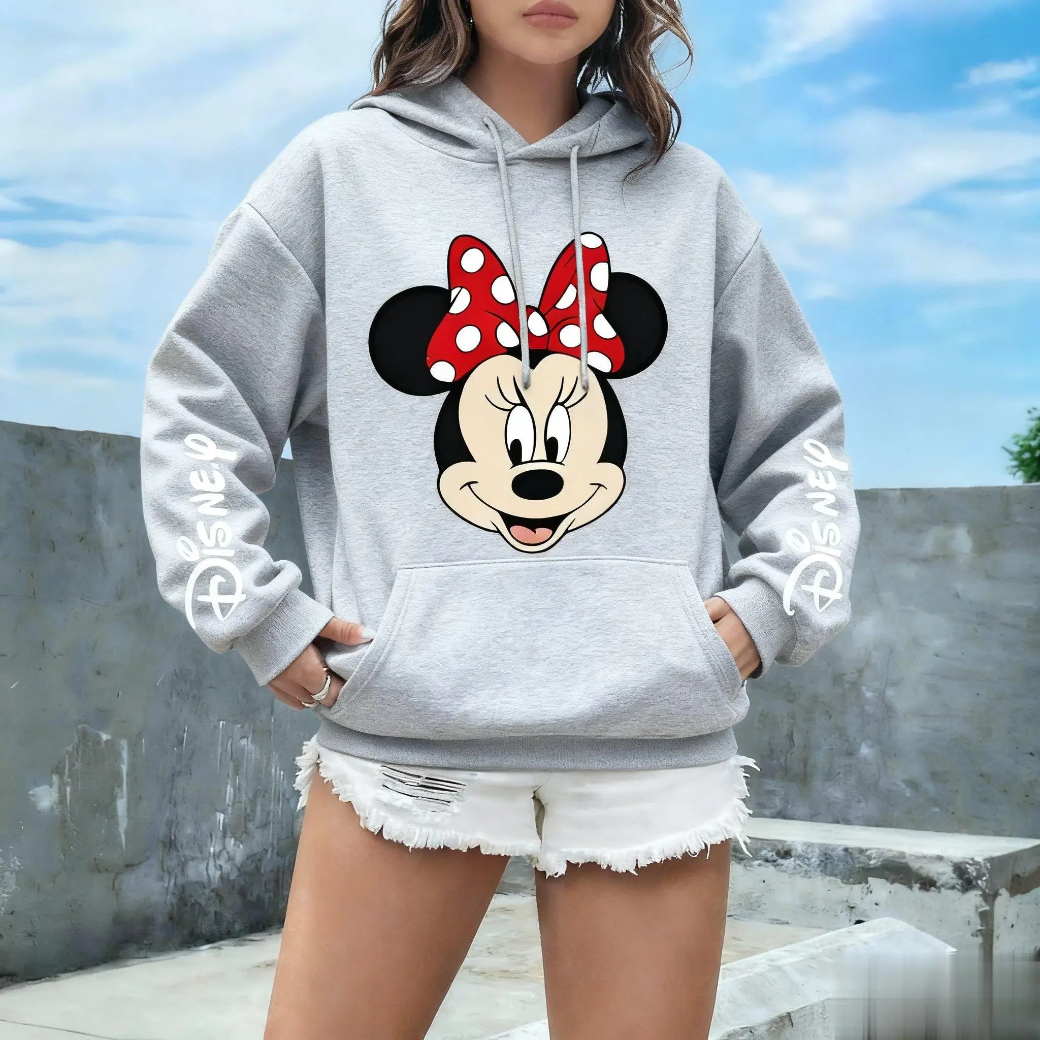 Minnie Mouse Disney Print Hoodie Women Men Oversized Casual Pullover Sweatshirt Streetwear Unisex Spring Autumn New Fashion