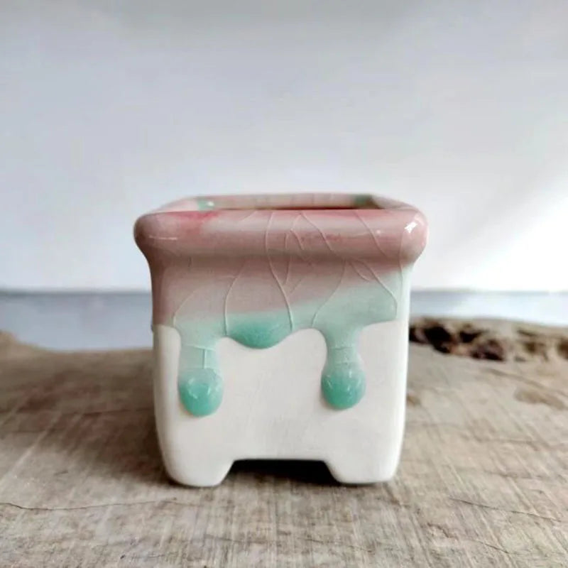 Porcelain Flowing Glazed Plant Pot