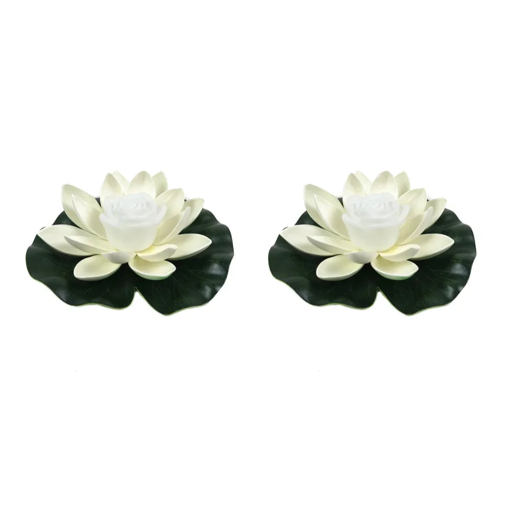 LED Waterproof Floating Lotus Light Battery Operated Artificial Lily Flower Night Lamp Pond Pool Garden Fish Tank Water Decor