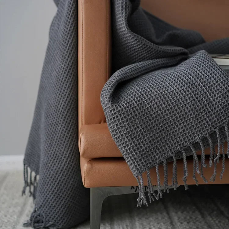 Nordic Waffle Blanket For Beds Sofa Decoration Cover Light Luxury Throw Blanket Bedspread Knitted Shawl Soft Leisure Bed Cover