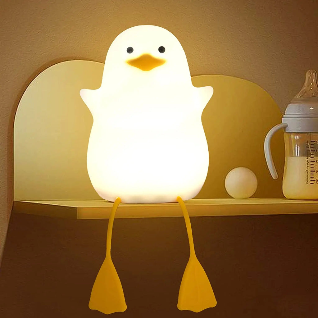 LED Night Lamp Bird/Duck/Rabbit Cartoon Silicone/Wooden Sleeping Light USB Rechargeable TouchSensor Bedroom Bedside Lamp For Kid