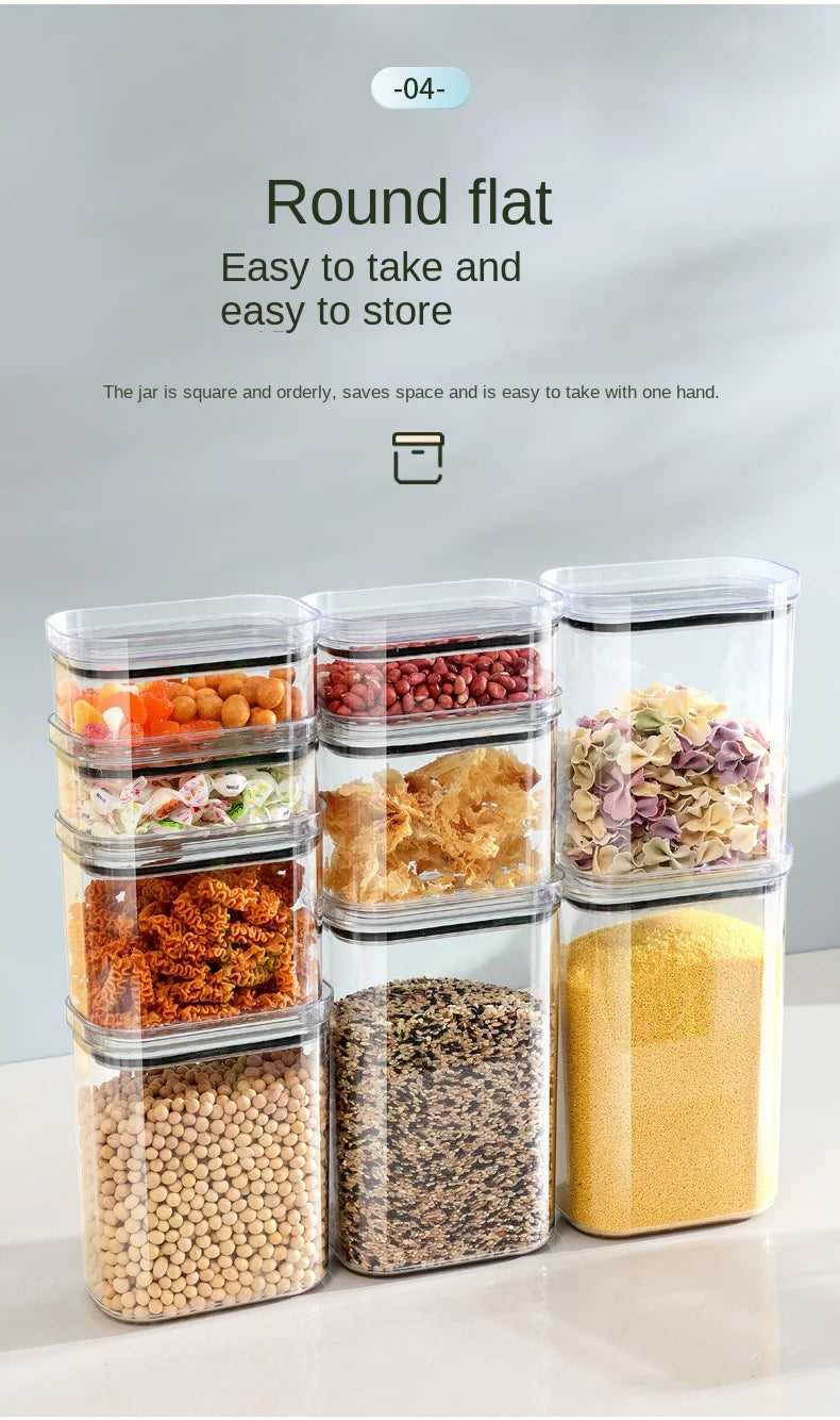 Large Capacity Sealed Jar Kitchen Cabinet Organizer Grain Soybean Nuts Storage Refrigerator Crisper Strong Plastic Sealed Tank