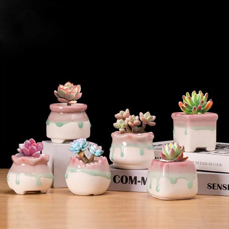 Porcelain Flowing Glazed Plant Pot