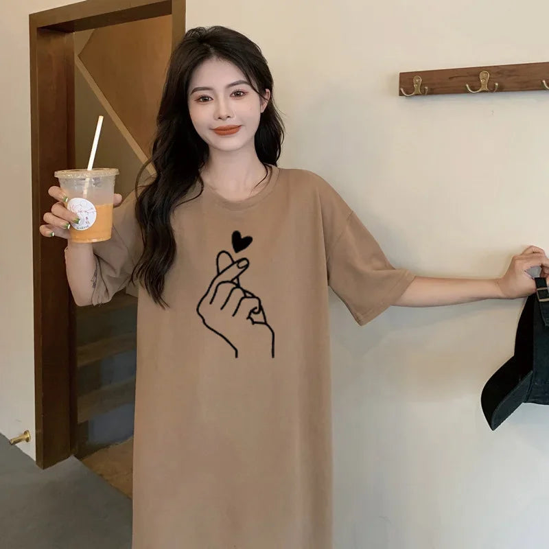 Heart-print  Loose Dress