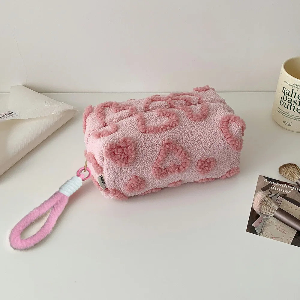 ins wind plush cosmetic bag