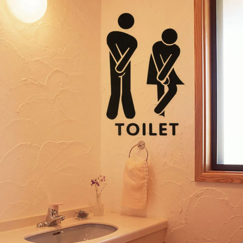 Creative Funny Toilet Wall/Door Stickers Bathroom Decoration Vinyl Home Decor Decals Waterproof Poster Wallpaper On The Wall