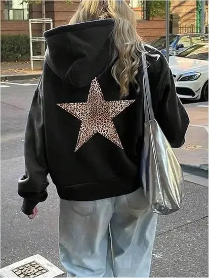 Leopard Star Graphic Hoodies