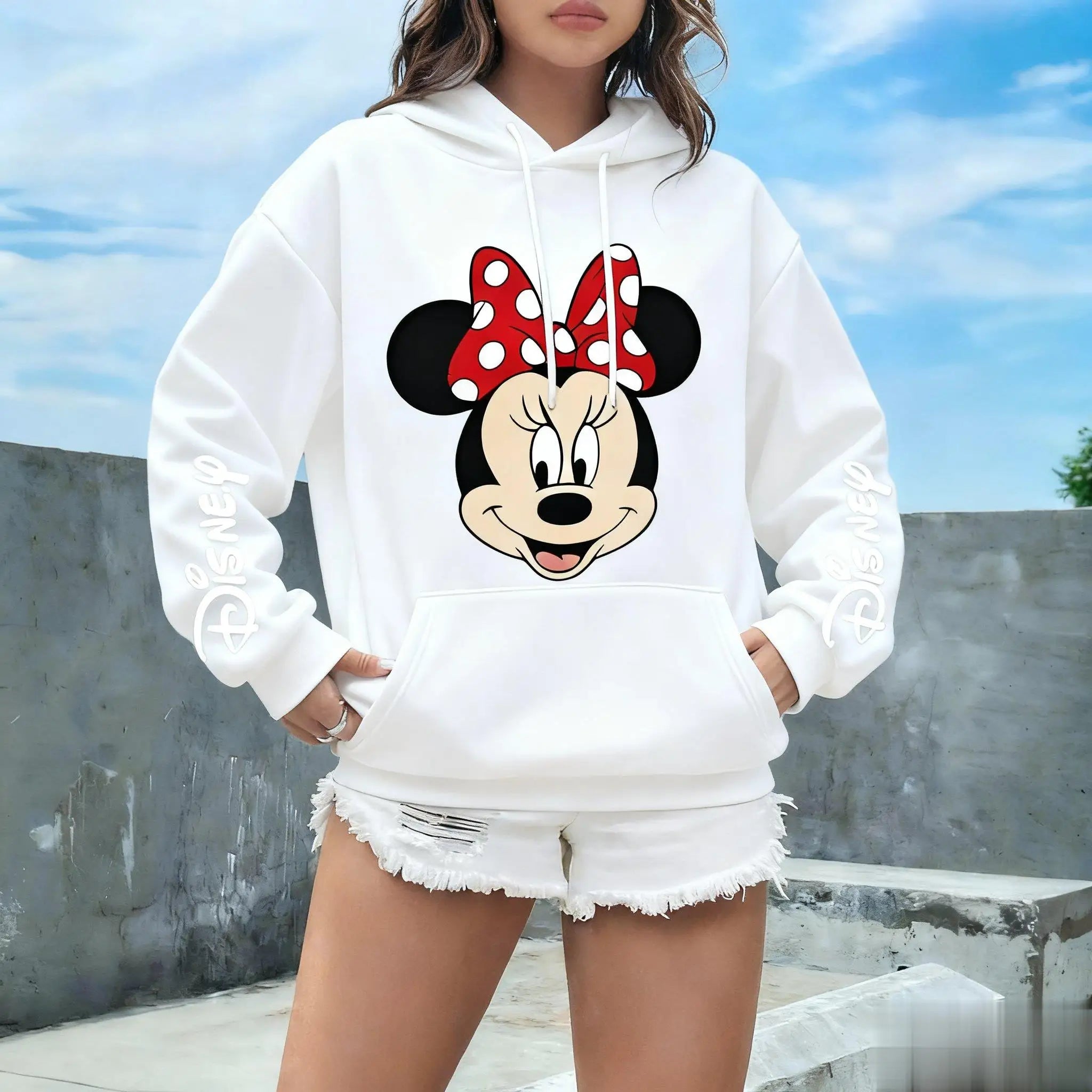 Minnie Mouse Disney Print Hoodie Women Men Oversized Casual Pullover Sweatshirt Streetwear Unisex Spring Autumn New Fashion