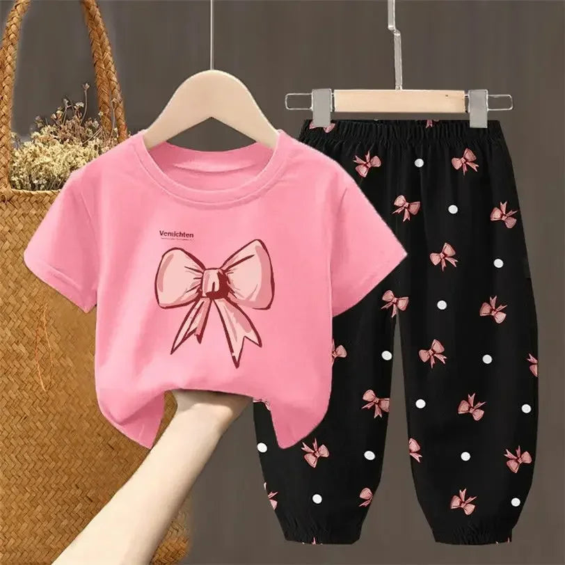 Summer T-shirt Top Pants 2pcs Set