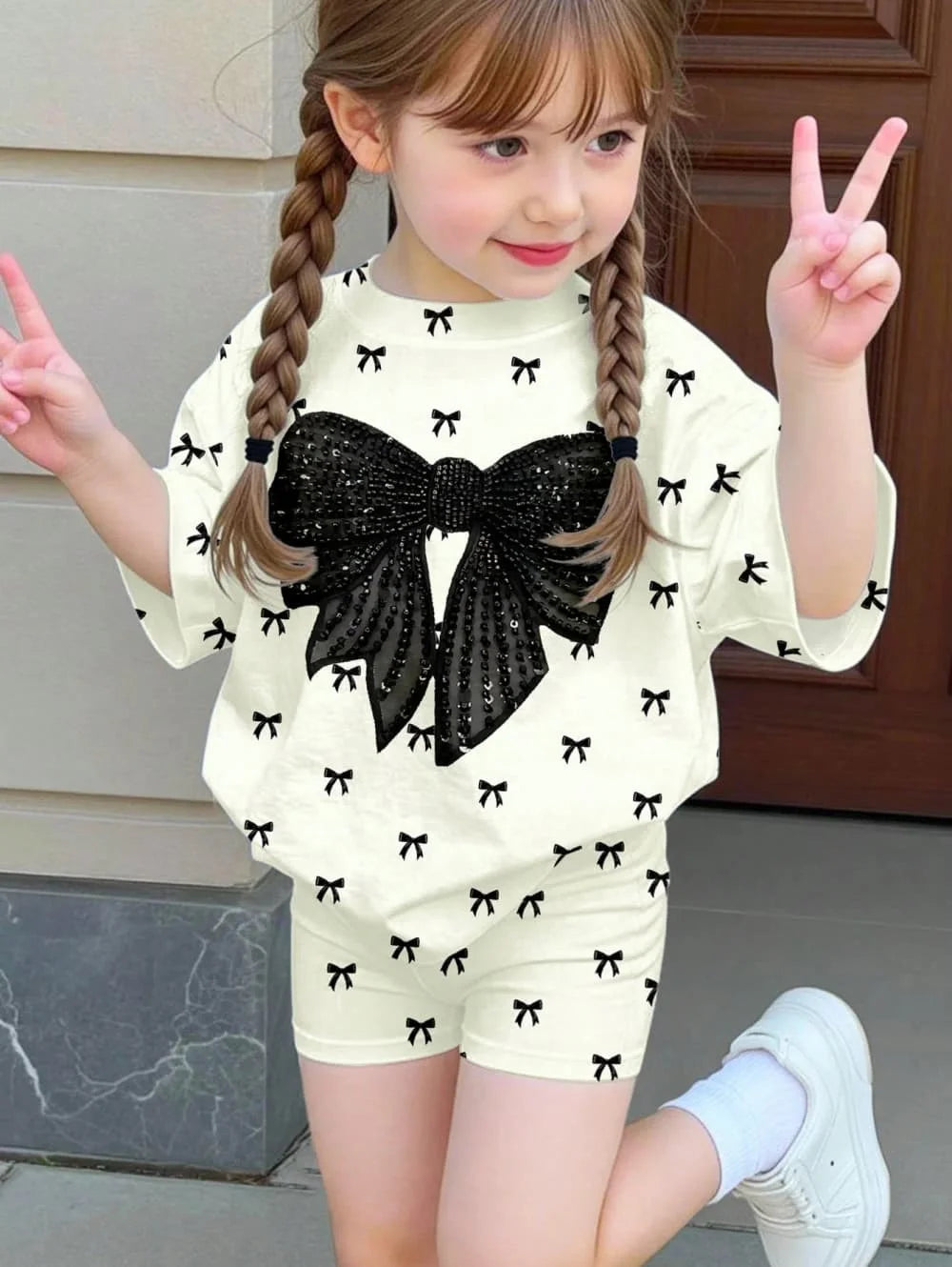 Bow shorts & tshirt Set