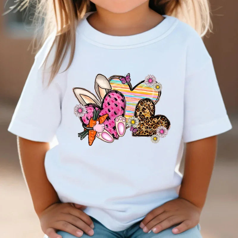 Summer Leopard Bunny Print Heart T Shirt