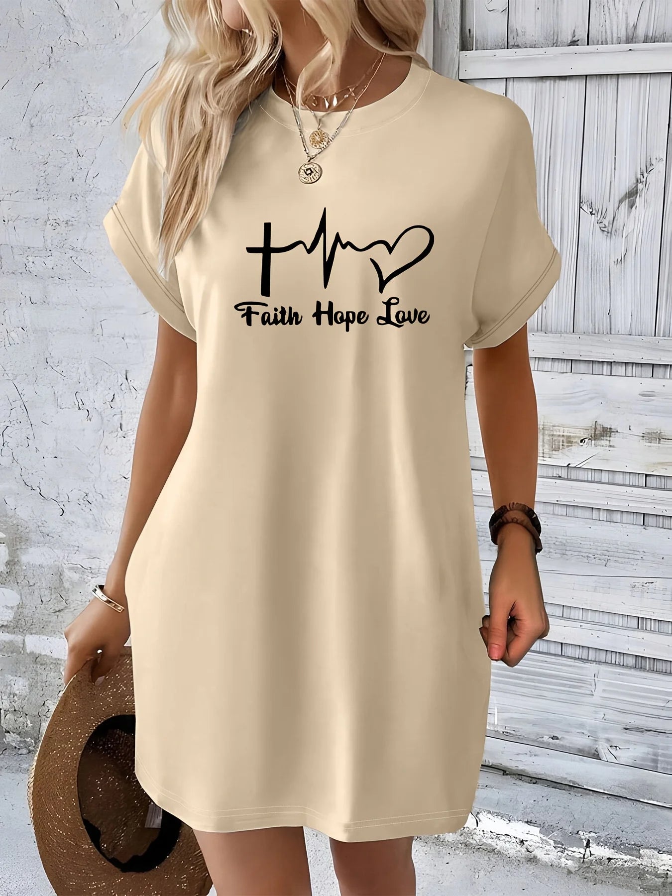 Faith,Hope,Love print Graphic TShirt Dress