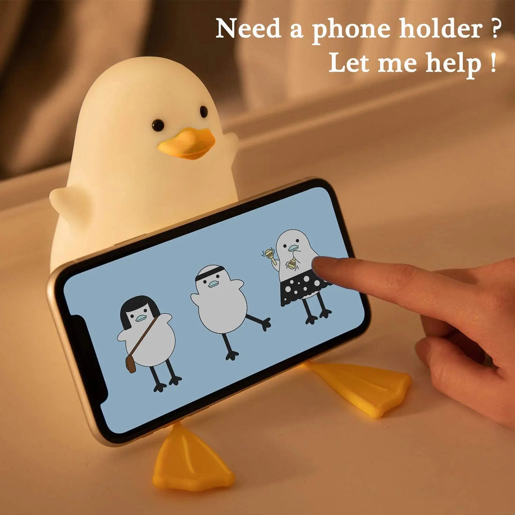 LED Night Lamp Bird/Duck/Rabbit Cartoon Silicone/Wooden Sleeping Light USB Rechargeable TouchSensor Bedroom Bedside Lamp For Kid