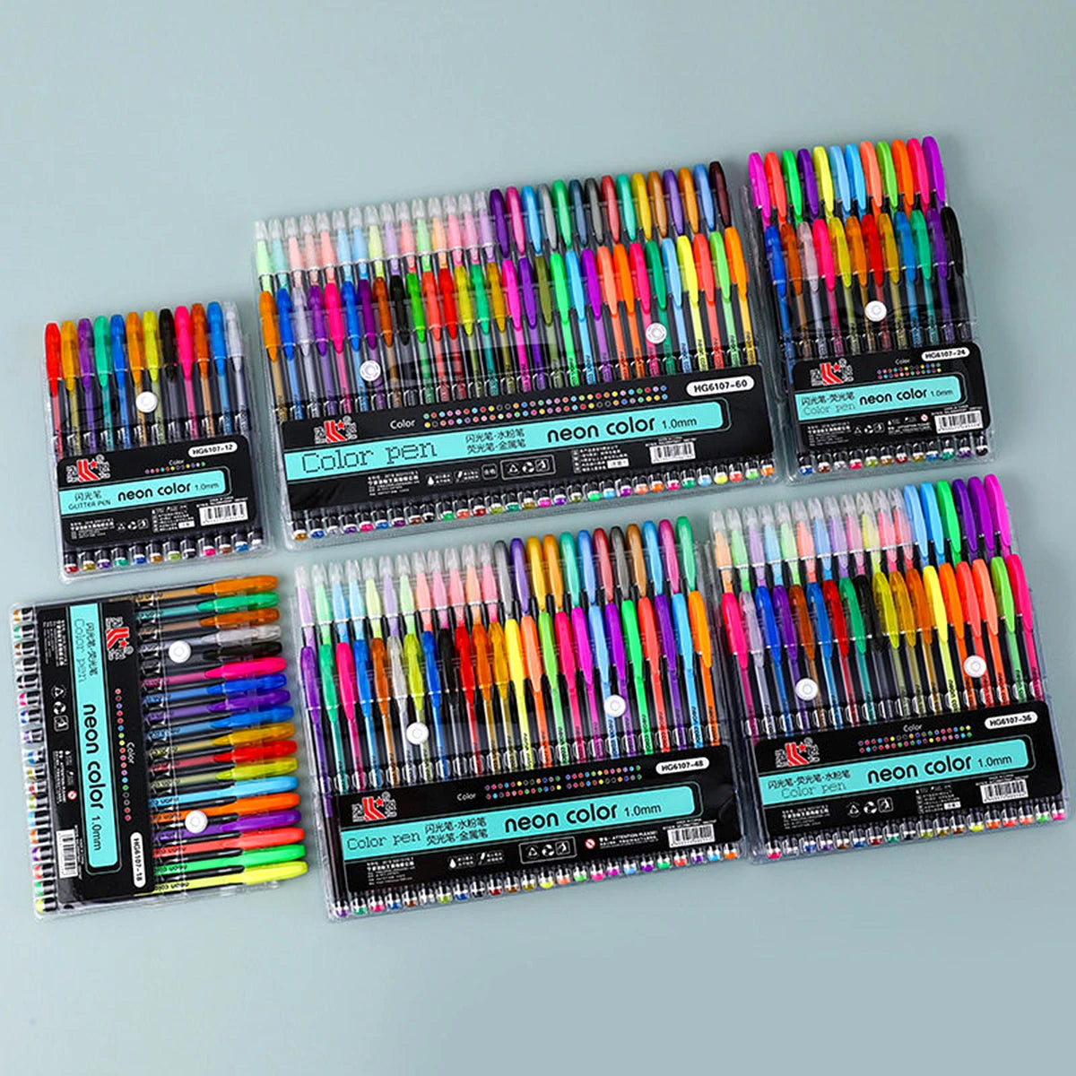 60Pcs Metallic Glitter Colors Gel Pens Set