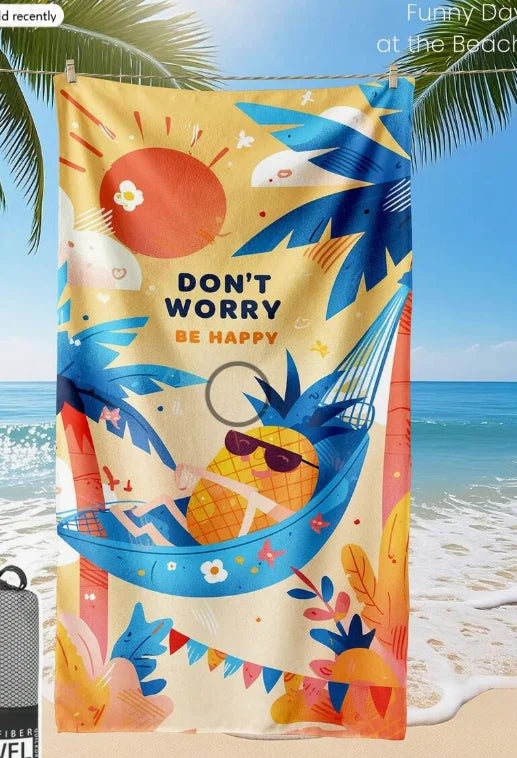 1pc Printed Beach Towel Summer Fruit Pattern Swimwear Bath Towel Fashionable Beach Towel Super Absorbent Bath Towel