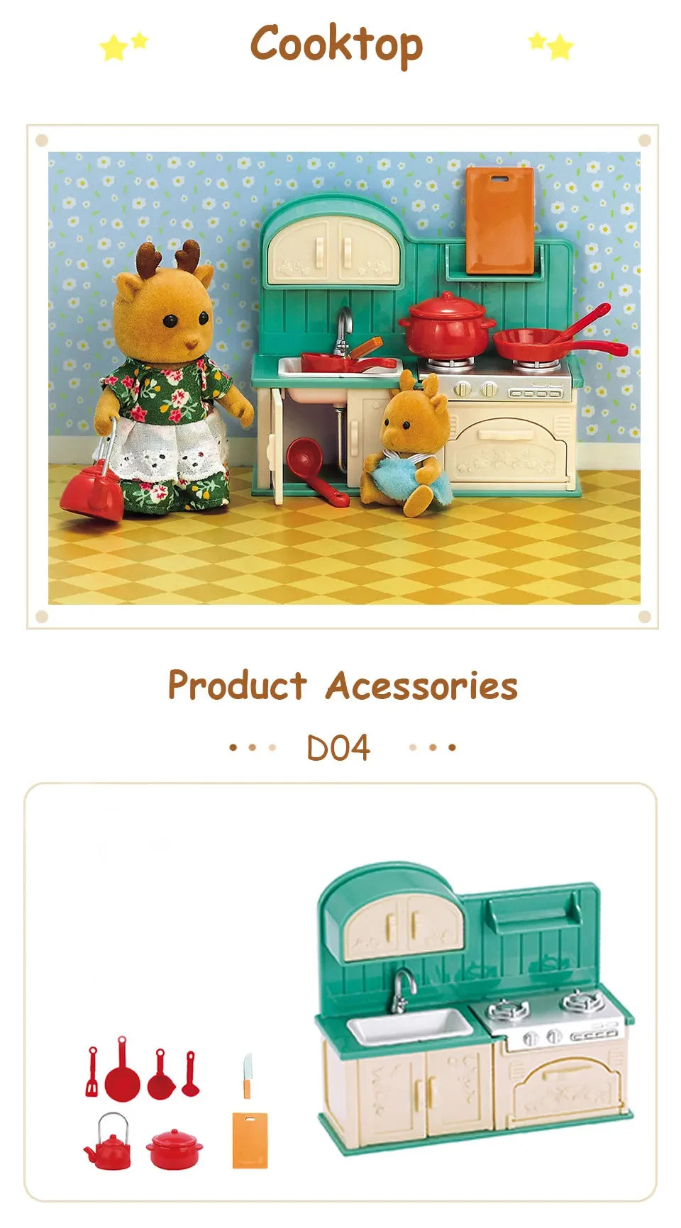 Miniature Furniture Forest Family Kitchen Toy