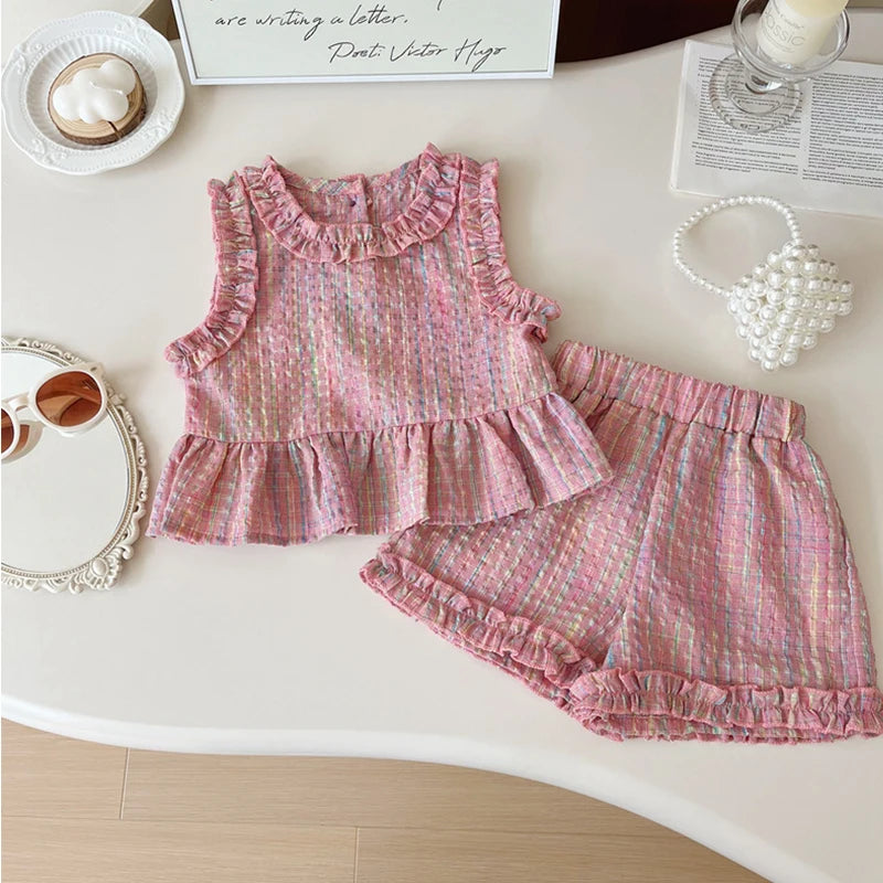 Pink ruffled pyjama set