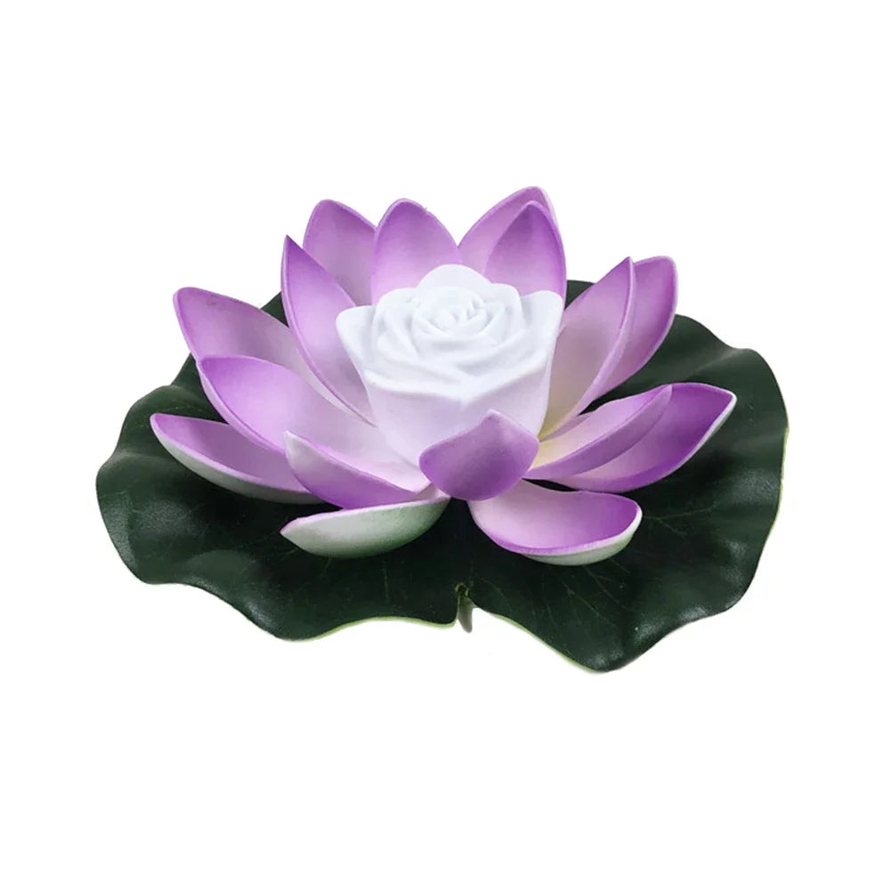 LED Waterproof Floating Lotus Light Battery Operated Artificial Lily Flower Night Lamp Pond Pool Garden Fish Tank Water Decor