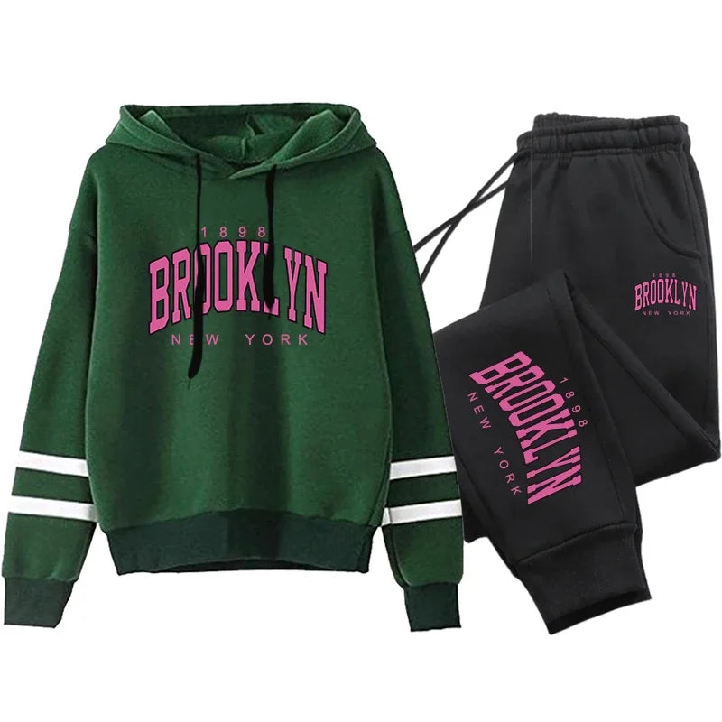 Quality Daily Women Tracksuit Hoodies Casual Single Piece Stripe Sweatshirt and Sweatpants Comfort Outdoor Jogging Autumn Winter