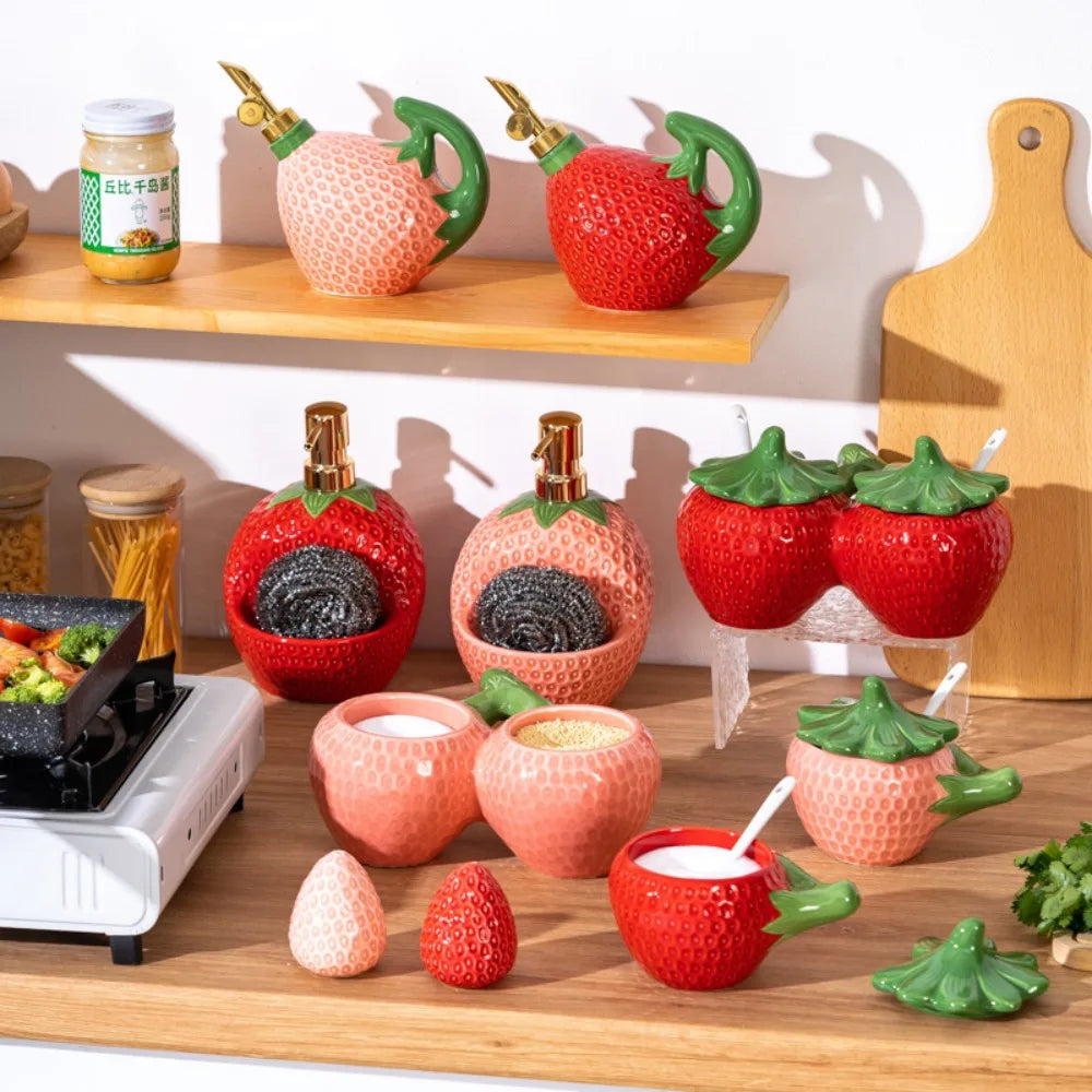 Ceramic Strawberry Seasoning Jar