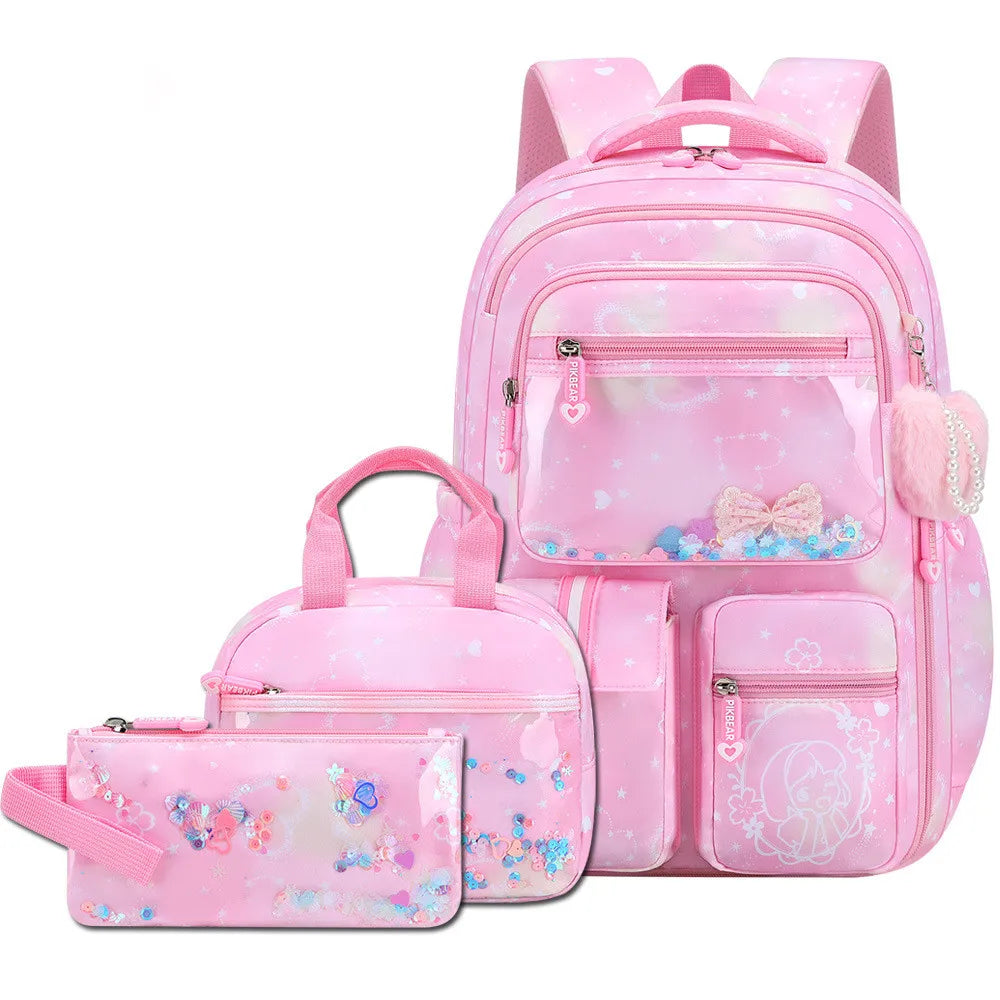Fashion Love Pendant 3-Piece Set School Backpack