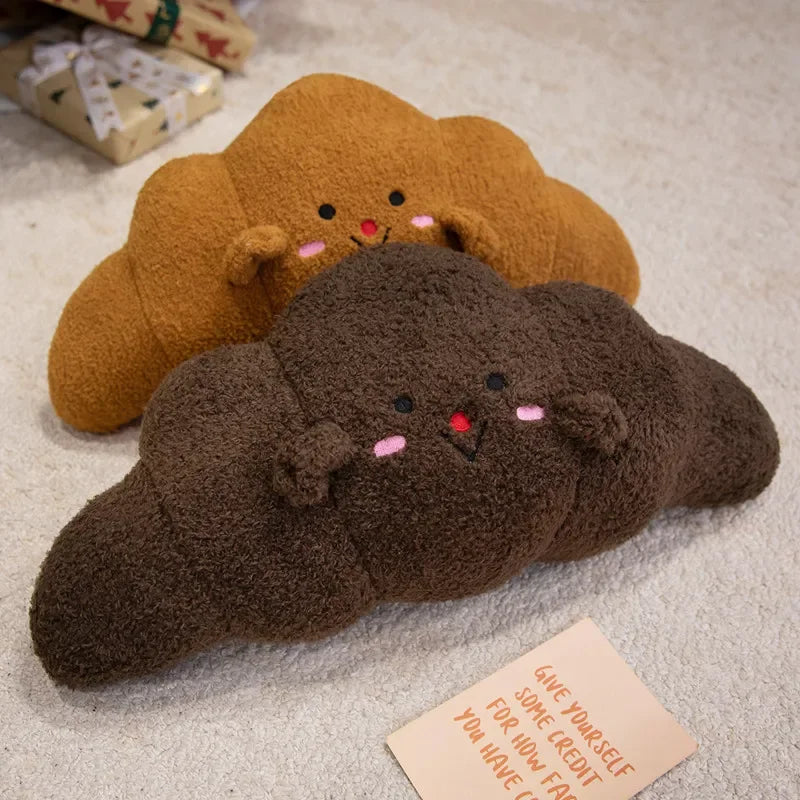 Plush Croissant Pillow Soft Simulation Food Bread Doll Soft Sofa Cushion Home Decor Cute Stuffed Toys Birthday Christmas Gift
