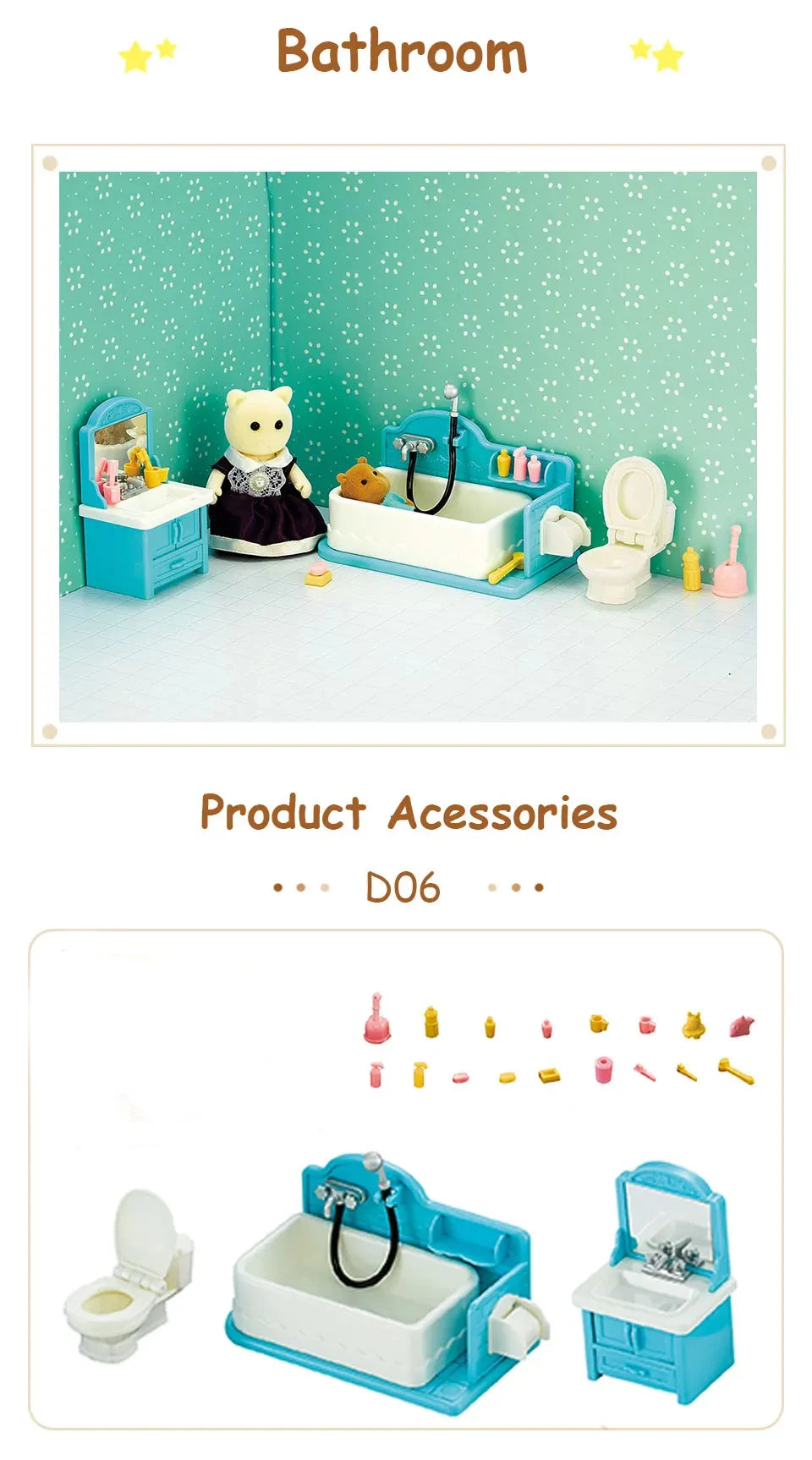 Miniature Furniture Forest Family Kitchen Toy
