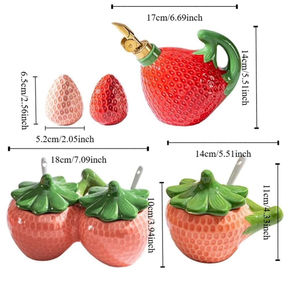 Ceramic Strawberry Seasoning Jar